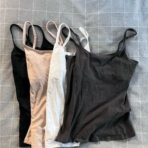 Pact Women's Camisole Tops in Black, Tan, White, and Charcoal - Set of 4